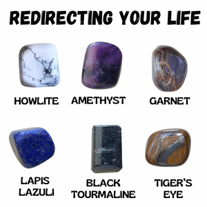 Crystal Mojo Bag with Crystals for Redirecting your Life | Clarity | Direction | Grounding | Guidance | Taking Charge |