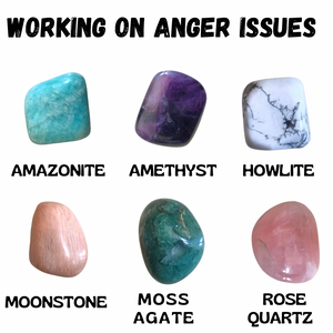 Crystal Mojo Bag with Crystals for Healing Anger issues | Peace | Calm | Grounding | Acceptance | Joy